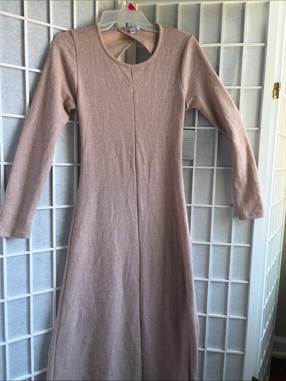 Long Sleeve Knit Dress -desert sand